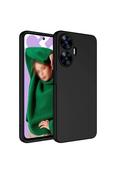 Coverzone Realme C55 ile Uyumlu Kılıf Kadife Iç Yüzey Silikon Z-Mara Lansman Vieri Kılıf Siyah ürün görseli 1