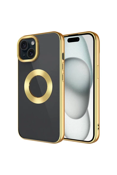 Coverzone iPhone 15 ile uyumlu Kılıf Kamera Korumalı Logo Gösteren Parlak Colored Z-Omega Kapak ürün görseli 1