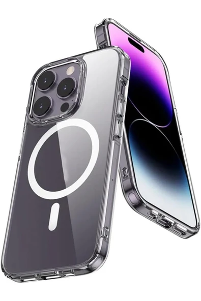 Coverzone iPhone 15 Pro ile uyumlu Kılıf Tacsafe Wireless Halka Magnetik Attractive Kapak Şeffaf ürün görseli 1