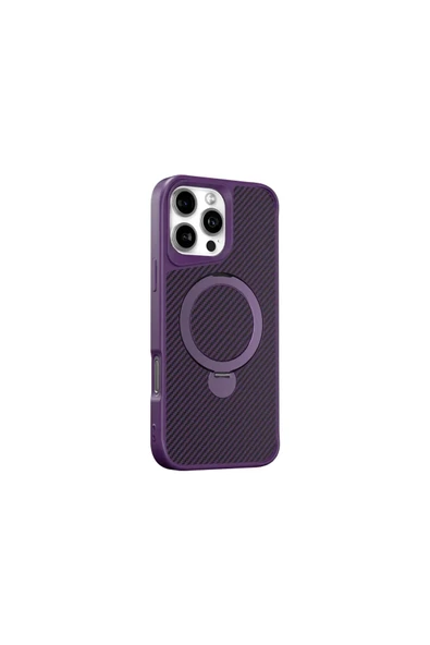 Coverzone iPhone 13 ile uyumlu Kılıf Karbon Fiber Görünümlü Magsafe ile uyumlu Stand olabilen Carbon Case ürün görseli 1