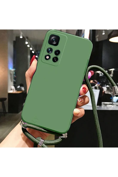 Coverzone Tecno Spark 8C Ile Uyumlu Ipli Boyun Askılı Silikon Kılıf Dulcet Epiphany Kılıf Koyu Yeşil ürün görseli 1