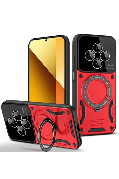 Coverzone Xiaomi Redmi 14C ile uyumlu Kılıf Joy Joy Standlı Lens Korumalı 360 Yüzük Aparatı ürün görseli 1