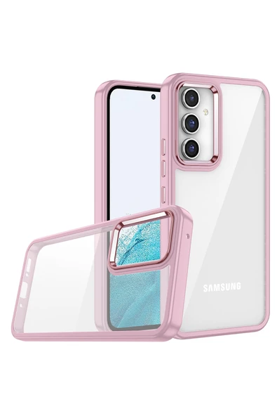 Coverzone Galaxy A14 Ile Uyumlu Kılıf Kontrast Renk Tasarımlı Cynosure Kapak Rose Gold ürün görseli 1