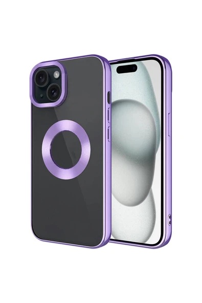 Coverzone iPhone 15 ile uyumlu Kılıf Kamera Korumalı Logo Gösteren Parlak Colored Z-Omega Kapak ürün görseli 1