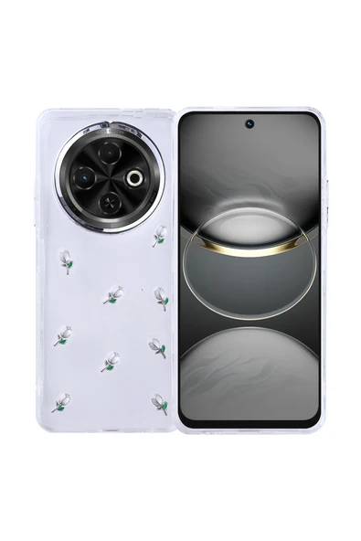 Coverzone Tecno Spark 30C ile uyumlu Kılıf Airbag Köşeli Şeffaf Baskılı Z-Kutup ürün görseli 1