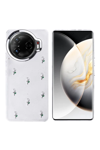 Coverzone Tecno Camon 30 Pro 5G ile uyumlu Kılıf Airbag Köşeli Şeffaf Baskılı Z-Kutup ürün görseli 1