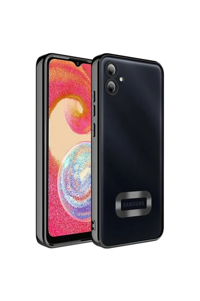 Coverzone Galaxy A04E ile Uyumlu Kılıf Kamera Korumalı Logo Gösteren Colored Z-omega Siyah ürün görseli 1