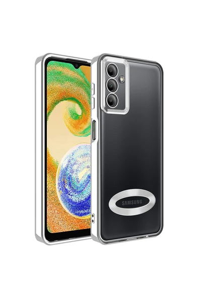 Coverzone Galaxy A34 ile Uyumlu Kılıf Kamera Korumalı Logo Gösteren Colored Z-omega Gümüş ürün görseli 1