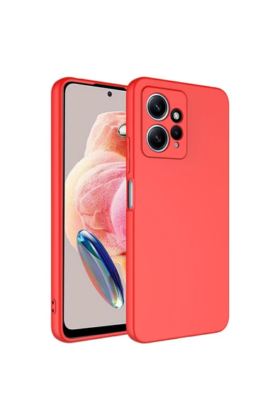 Coverzone Xiaomi Redmi Note 12 4G ile Uyumlu Kılıf Kadife Iç Yüzey Silikon Z-Mara Lansman Vieri Kılıf Kırmızı ürün görseli 1