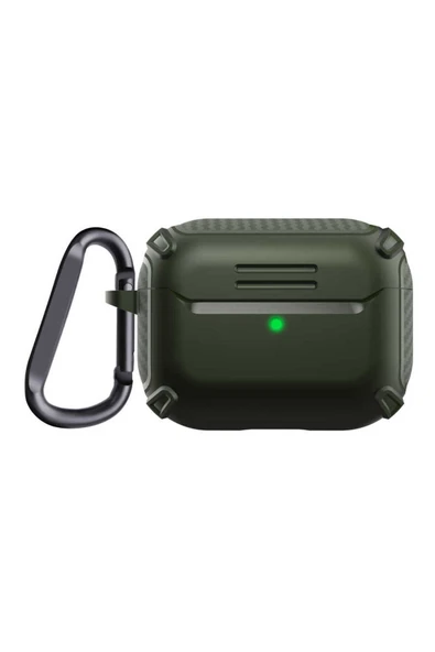 Coverzone Airpods Pro Ile Uyumlu Kılıf Kulaklık Koruyucu Airbag Tpu Çengelli Koyu Yeşil ürün görseli 1