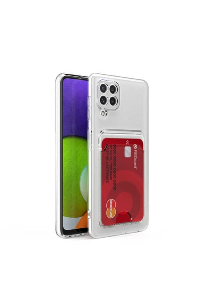 Coverzone Galaxy M22 ile uyumlu Kılıf Şeffaf ve Pürüzsüz Kartlıklı Şeffaf Z-Setra Clear Silikon Kapak ürün görseli 1