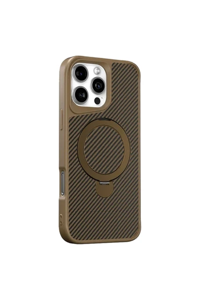 Coverzone iPhone 16 Pro ile uyumlu Kılıf Karbon Fiber Görünümlü Magsafe ile uyumlu Stand olabilen Carbon ürün görseli 1