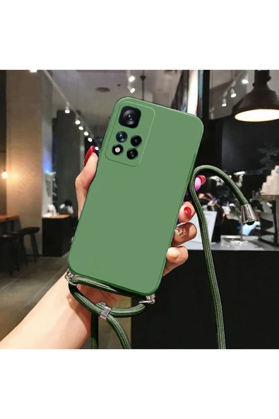 Coverzone Galaxy A04e Ile Uyumlu Ipli Boyun Askılı Silikon Kılıf Kadife Iç Yüzeyli Epiphany Kılıf Yeşil ürün görseli 1
