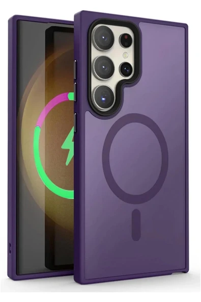 Coverzone Galaxy S23 Ultra ile uyumlu Kılıf Kenar Renkli Mat Transparan Magsafe uyumlu New Impact Matte Kılıf ürün görseli 1