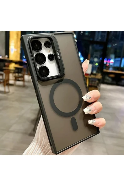 Coverzone Galaxy S24 ile uyumlu Kamera Lens Aparatlı Stand Olabilen Magsafe ile uyumlu Şeffaf Color Magnetic ürün görseli 1