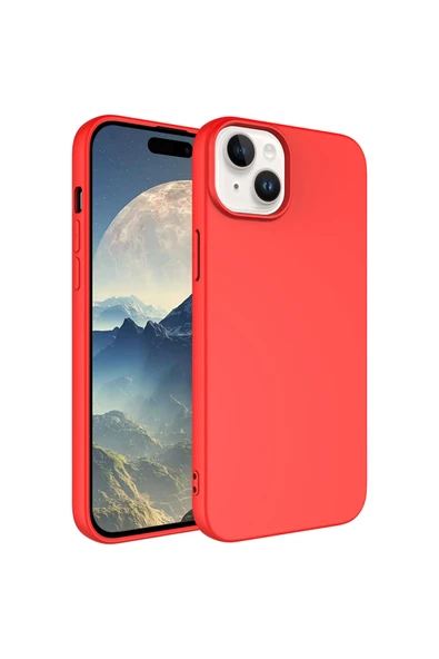 Coverzone iPhone 15 Plus ile Uyumlu Kılıf Kadife Iç Yüzey Silikon Z-Mara Lansman Vieri Kılıf Kırmızı ürün görseli 1