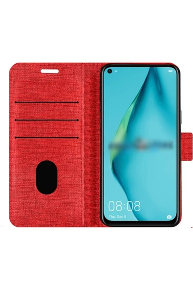 Coverzone Samsung Galaxy A54 Ile Uyumlu Kılıf Stand Olan Kartvizitli Ve Para Gözlü Kumaş Desen Cüzdan Kılıf ürün görseli 1