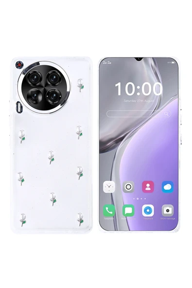Coverzone Tecno Camon 30 4G ile uyumlu Kılıf Airbag Köşeli Şeffaf Baskılı Z-Kutup ürün görseli 1