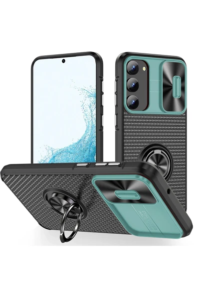 Coverzone Galaxy S23 ile Uyumlu Kılıf Halka Tutucu Kamera Korumalı Kılıf Slayt Kapak Güçlendirilmiş TPU ürün görseli 1