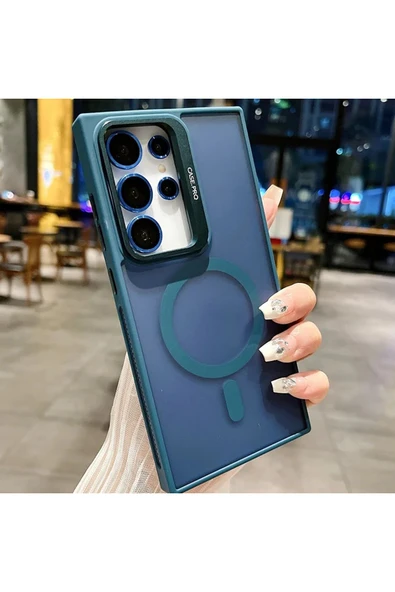 Coverzone Galaxy S24 ile uyumlu Kamera Lens Aparatlı Stand Olabilen Magsafe ile uyumlu Şeffaf Color Magnetic ürün görseli 1
