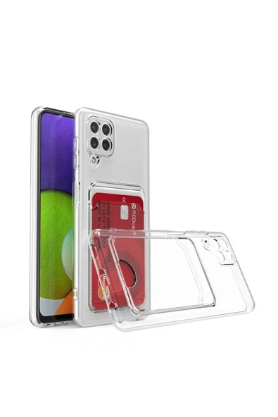 Coverzone Galaxy A22 4G ile uyumlu Kılıf Şeffaf ve Pürüzsüz Kartlıklı Şeffaf Z-Setra Clear Silikon Kapak ürün görseli 1