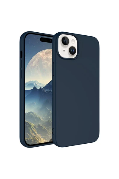 Coverzone iPhone 15 Plus ile Uyumlu Kılıf Kadife Iç Yüzey Silikon Z-Mara Lansman Vieri Kılıf Lacivert ürün görseli 1