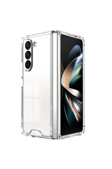 Coverzone Galaxy Z Fold 5 ile Uyumlu Kılıf Yapılı Kamera Korumalı Toz ve Kirden Koruyan Silikon Şeffaf Kapak ürün görseli 1