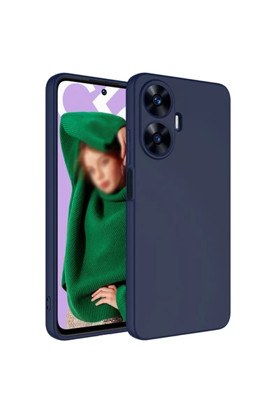 Coverzone Realme C55 ile Uyumlu Kılıf Kadife Iç Yüzey Silikon Z-Mara Lansman Vieri Kılıf Lacivert ürün görseli 1