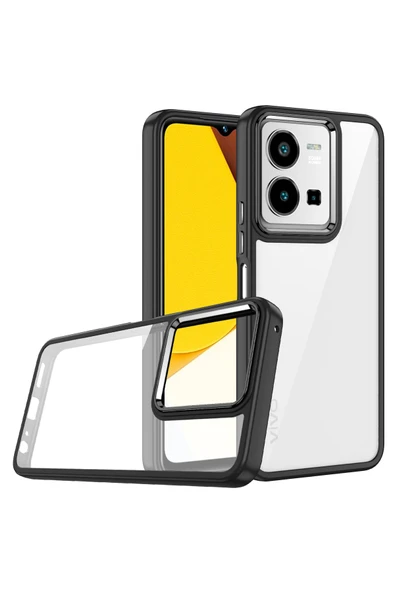 Coverzone Vivo Y16 Ile Uyumlu Kılıf Kontrast Renk Tasarımlı Cynosure Kapak Siyah ürün görseli 1