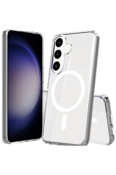 Coverzone Samsung Galaxy S24 Ile Uyumlu Kılıf Wireless Şarj Özellikli Magsafe Ile Uyumlu Şeffaf Kılıf ürün görseli 1