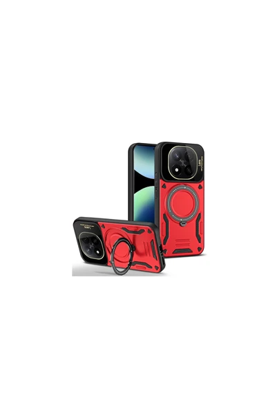 Coverzone Xiaomi Redmi Note 14 Pro 5G ile uyumlu Kılıf Joy Joy Standlı Lens Korumalı 360 Yüzük Aparatı ürün görseli 1