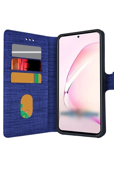 Coverzone Samsung Galaxy A24 Ile Uyumlu Kılıf Stand Olan Kartvizitli Ve Para Gözlü Kumaş Desen Cüzdan Kılıf ürün görseli 1