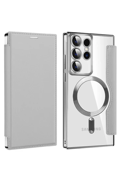 Coverzone Galaxy S24 Plus uyumlu Flip Cover MagSafe uyumlu Kamera Lens Korumalı Kartlıklı VİNLEKS Deri Kılıf ürün görseli 1