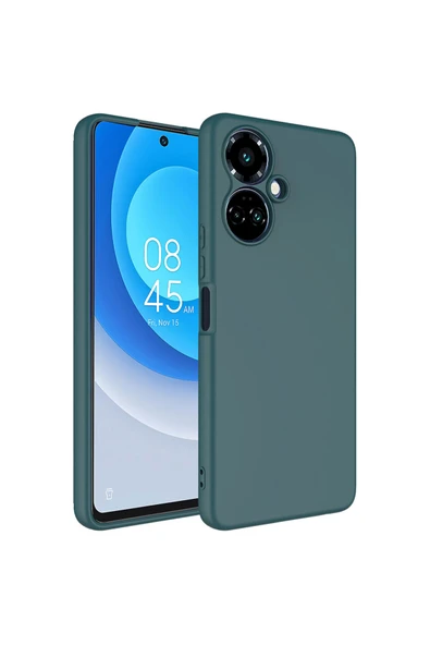 Coverzone Tecno Spark 9 Pro ile Uyumlu Kılıf Kadife Iç Yüzey Silikon Z-Mara Lansman Vieri Kılıf Koyu Yeşil ürün görseli 1