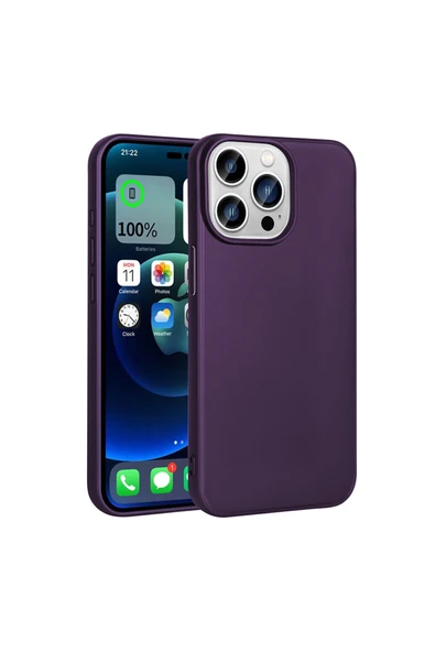 Coverzone iPhone 15 Pro Max ile uyumlu Kılıf Soft ve pürüzsüz Premier Silikon Kapak Derin Mor ürün görseli 1