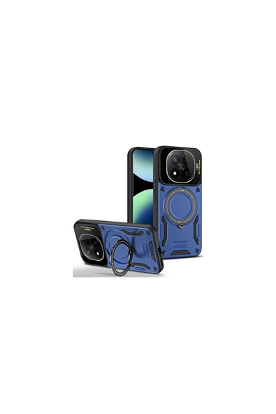 Coverzone Xiaomi Redmi Note 14 Pro 5G ile uyumlu Kılıf Joy Joy Standlı Lens Korumalı 360 Yüzük Aparatı ürün görseli 1