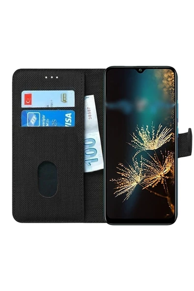 Coverzone Samsung Galaxy A24 Ile Uyumlu Kılıf Stand Olan Kartvizitli Ve Para Gözlü Kumaş Desen Cüzdan Kılıf ürün görseli 1
