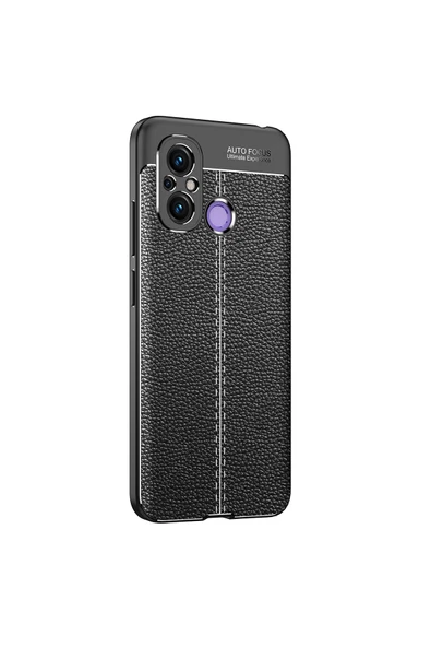 Coverzone Xiaomi Redmi 12c Ile Uyumlu Silikon Kılıf Niss Silikon Deri Görünüm Ultra Slim Fit Kılıf Siyah ürün görseli 1