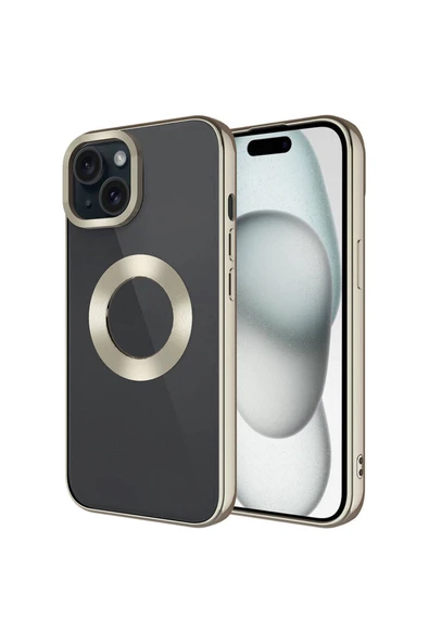 Coverzone iPhone 15 ile uyumlu Kılıf Kamera Korumalı Logo Gösteren Parlak Colored Z-Omega Kapak ürün görseli 1