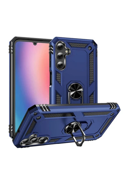 Coverzone Samsung Galaxy A15 ile uyumlu Kılıf Z-Vega Shockproof Standlı Yüzük Tutuculu Mega Case Kapak ürün görseli 1