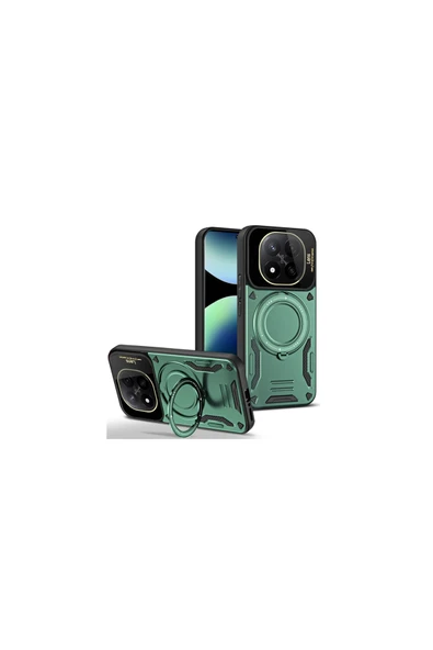 Coverzone Xiaomi Redmi Note 14 Pro 5G ile uyumlu Kılıf Joy Joy Standlı Lens Korumalı 360 Yüzük Aparatı ürün görseli 1