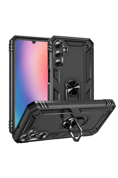 Coverzone Samsung Galaxy A05S ile uyumlu Kılıf Z-Vega Shockproof Standlı Yüzük Tutuculu Mega Case Kapak ürün görseli 1