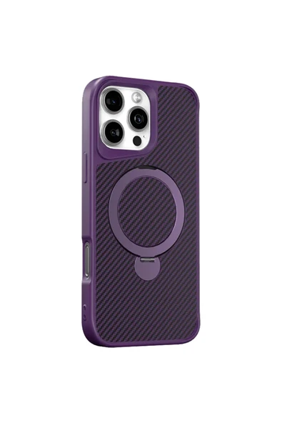 Coverzone iPhone 14 ile uyumlu Kılıf Karbon Fiber Görünümlü Magsafe ile uyumlu Stand olabilen Carbon ürün görseli 1