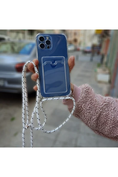 Coverzone Iphone 13 Pro Max Ile Uyumlu Ipli Boyun Askılı Silikon Kılıf Şeffaf Kartlıklı Dulcet Epiphany Kılıf ürün görseli 1