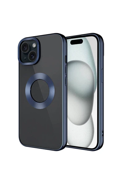 Coverzone iPhone 15 ile uyumlu Kılıf Kamera Korumalı Logo Gösteren Parlak Colored Z-Omega Kapak ürün görseli 1