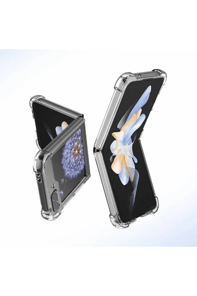 Coverzone Galaxy Z Flip 6 ile uyumlu Şeffaf Tasarım Nitro Anti Shock Köşeli Air-bag Premium Koruma ürün görseli 1