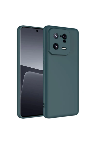 Coverzone Xiaomi Mi 13 Pro ile Uyumlu Kılıf Kadife Iç Yüzey Silikon Z-Mara Lansman Vieri Kılıf Koyu Yeşil ürün görseli 1