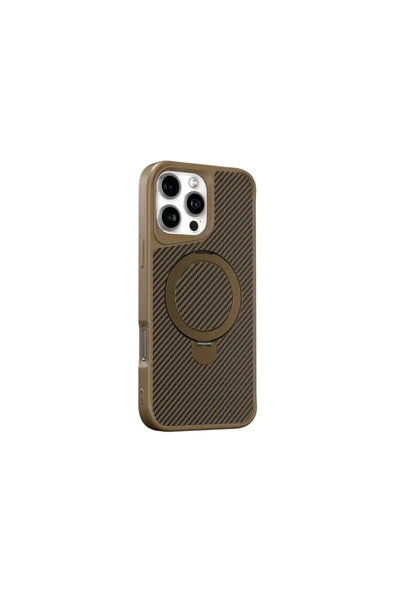 Coverzone iPhone 16 ile uyumlu Kılıf Karbon Fiber Görünümlü Magsafe ile uyumlu Stand olabilen Carbon ürün görseli 1