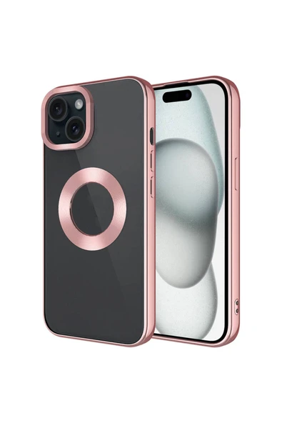 Coverzone iPhone 15 ile uyumlu Kılıf Kamera Korumalı Logo Gösteren Parlak Colored Z-Omega Kapak ürün görseli 1