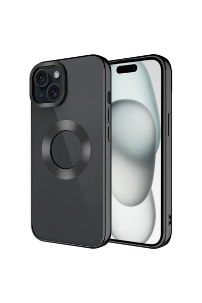 Coverzone iPhone 15 Plus ile uyumlu Kılıf Kamera Korumalı Logo Gösteren Parlak Colored Z-Omega Kapak ürün görseli 1